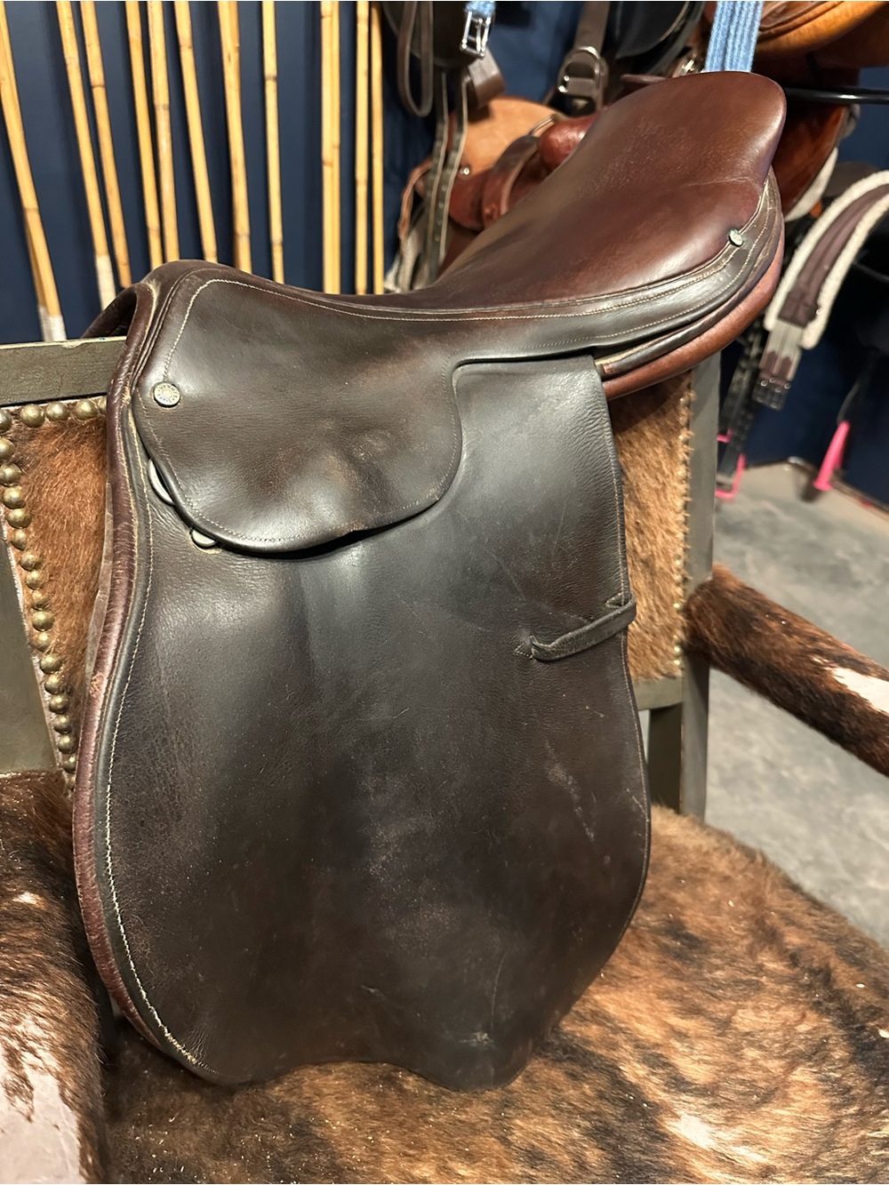 Hermes Dark Brown Leather Dressage Saddle - certified authentic by Hermes